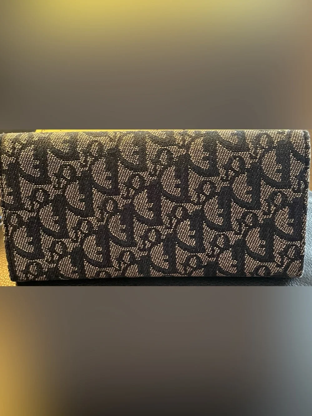 Dior Navy and Beige Signature Monogram Continental Wallet